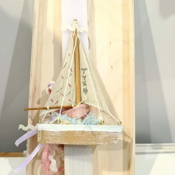 Χειροποίητη πασχαλινή λαμπάδα για κορίτσι ΚΑΡΑΒΙ με όνομα και ευχή