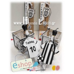 Χειροποίητο Πασχαλινό Σετ για αγόρι με λαμπάδα 2 όψεων και φανάρι ΠΑΟΚ ή ομάδα επιλογής σας