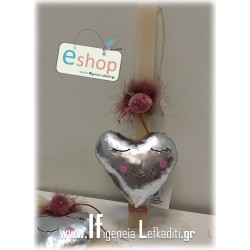 Λαμπάδα για κορίτσια "Καρδιά-ασημί" με όνομα