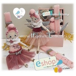 Λαμπάδα για κορίτσια με Χειροποίητη κούκλα, ευχές, φωτογραφία και όνομα