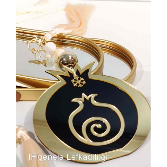 Χριστουγεννιάτικο Δώρο & Γούρι Νέας Χρονιάς 2026 – Διακοσμητικό Ρόδι με Ευχές μπεζ