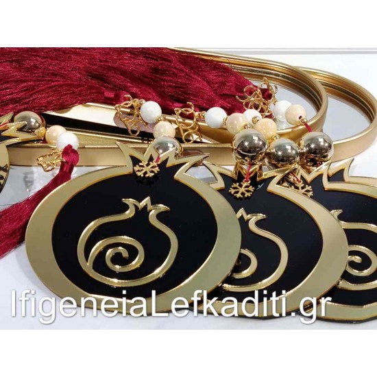 Χριστουγεννιάτικο Δώρο & Γούρι Νέας Χρονιάς 2026 – Διακοσμητικό Ρόδι με Ευχές μπορντό