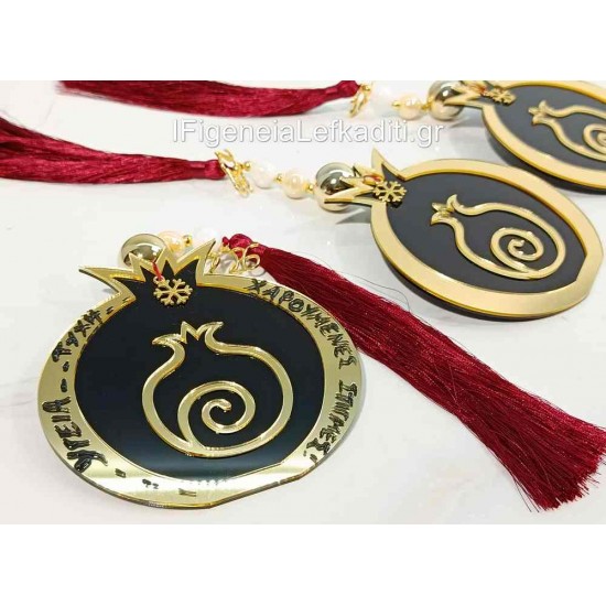 Χριστουγεννιάτικο Δώρο & Γούρι Νέας Χρονιάς 2026 – Διακοσμητικό Ρόδι με Ευχές μπορντό