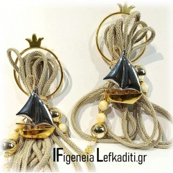 Χειροποίητο Κρεμαστό Γούρι Τύχης Καράβι σε Ρόδι – Ευημερία & Νέα Αρχή