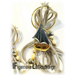 Χειροποίητο Κρεμαστό Γούρι Τύχης Καράβι σε Ρόδι – Ευημερία & Νέα Αρχή