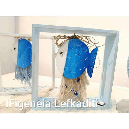 Διακοσμητικό Τραπεζιού Βάπτισης Ψαράκι - Μάτι - Βυθός | Χειροποίητο Ξύλινο Boho