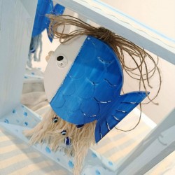 Διακοσμητικό Τραπεζιού Βάπτισης Ψαράκι - Μάτι - Βυθός | Χειροποίητο Ξύλινο Boho