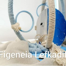 Διακοσμητικό Τραπεζιού Βάπτισης Ψαράκι - Μάτι - Βυθός - Μπουρμπουλήθρες | Χειροποίητο Ξύλινο Boho