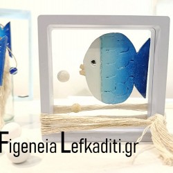 Θαλασσινή Μπομπονιέρα Βάπτισης “Ψαράκι Sea ​​Fish / Greek Islands” με χειροποίητη ζωγραφική ή θέμα δικής σας επιλογής