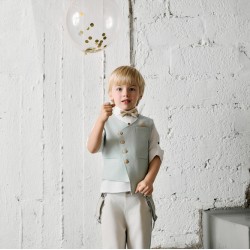 Μοντέρνο Βαπτιστικό κοστούμι για αγόρι AS6 - μέντα μπεζ