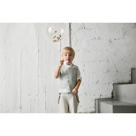 Μοντέρνο Βαπτιστικό κοστούμι για αγόρι AS6 - μέντα μπεζ