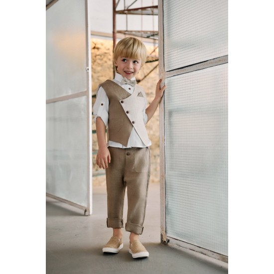 Μοντέρνο Βαπτιστικό κοστούμι για αγόρι AS4 άμμου