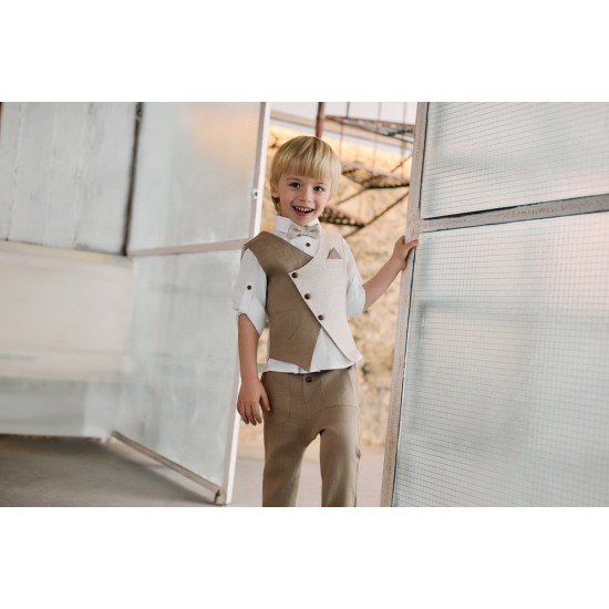 Μοντέρνο Βαπτιστικό κοστούμι για αγόρι AS4 άμμου
