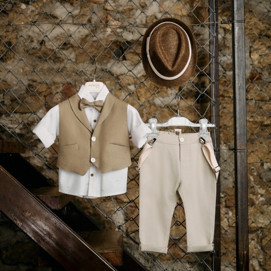 Βαπτιστικό κοστούμι για αγόρι AS88 καφέ