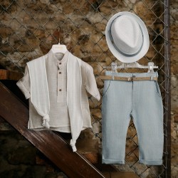 Μοντέρνο καλοκαιρινό Βαπτιστικό σετ ρούχων αγόρι AS61 - πρίγκιπας 