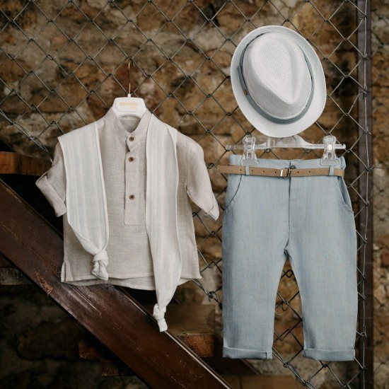 Μοντέρνο καλοκαιρινό Βαπτιστικό σετ ρούχων αγόρι AS61 - πρίγκιπας 