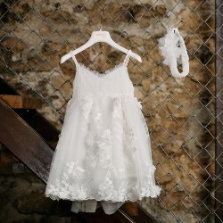 Λευκό Φόρεμα Βάπτισης για κορίτσι AS34