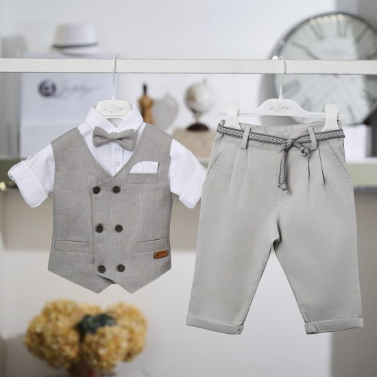 Βαπτιστικό κοστούμι για αγόρι 26A501-γκρι