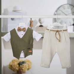 Μοντέρνο Βαπτιστικό κοστούμι για αγόρι 26A505 - safari