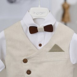 Βαπτιστικό κοστούμι για αγόρι 26A511-μπεζ χακί