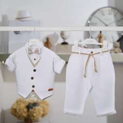 Μοντέρνο Λευκό Βαπτιστικό σύνολο αγοριού 26A519