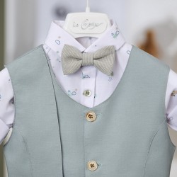 Βαπτιστικό κοστούμι για αγόρι 26A521 μπεζ μέντα