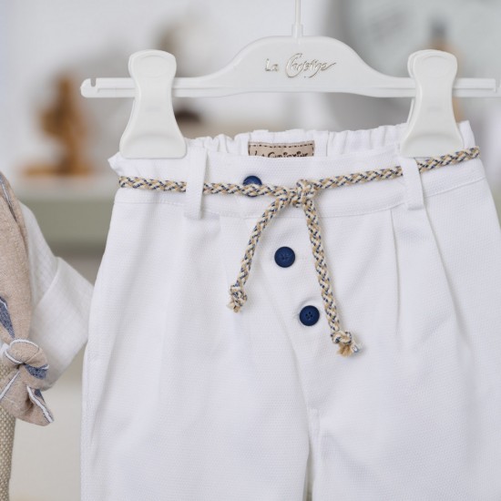 Βαπτιστικό κοστούμι για αγόρι 26A525 μπεζ λευκό