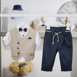 Βαπτιστικό κοστούμι για αγόρι ναύτης 26A527 / μπλε μπεζ