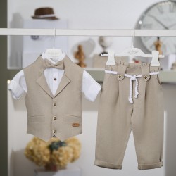 Βαπτιστικό κοστούμι για αγόρι 26A529 μπεζ