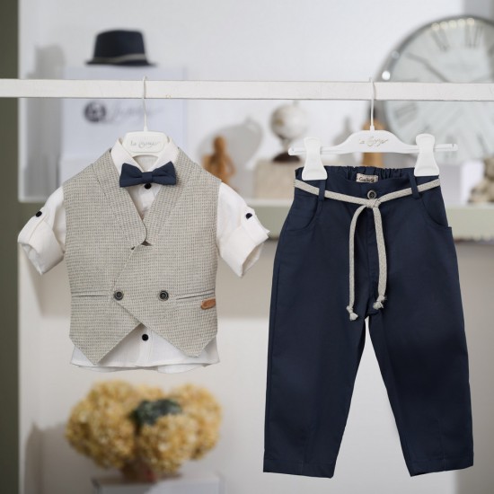 Μοντέρνο Βαπτιστικό κοστούμι για αγόρι 26A539 blue nany