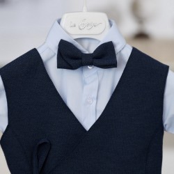 Βαπτιστικό κοστούμι για αγόρι 26A541 / γκρι μπλε