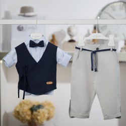 Βαπτιστικό κοστούμι για αγόρι 26A541 / γκρι μπλε