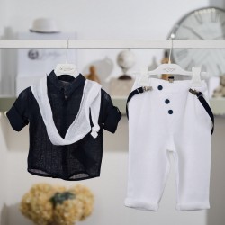 Βαπτιστικό κοστούμι καλοκαίρι για αγόρι 26A569 / λευκό μπλε