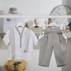 Καλοκαιρινό Βαπτιστικό κοστούμι για αγόρι 26A571- γκρι   