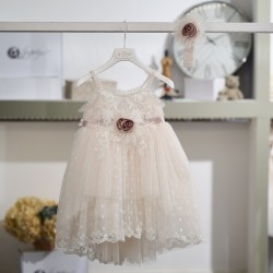 Ρομαντικό Βαπτιστικό φόρεμα για κορίτσι 26K712