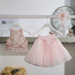 Βαπτιστικό σετ ρούχων ροζ για κορίτσι 26K728