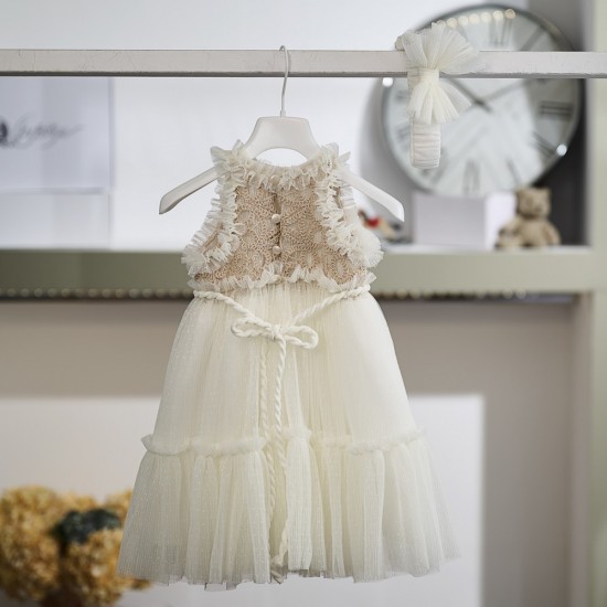 Βαπτιστικό boho φόρεμα για κορίτσι 26K734