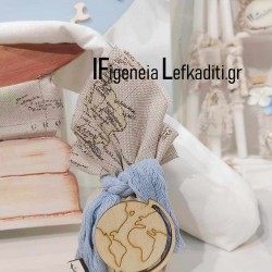 Μπομπονιέρα Βάπτισης Χάρτης - Υδρόγειος “Travel the world” vintage
