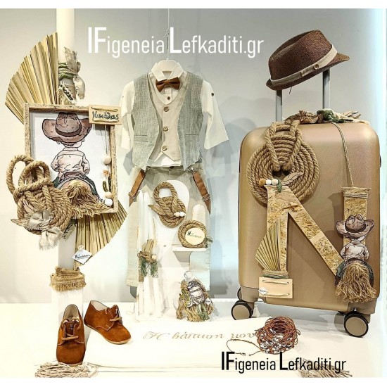 Πλήρες Βαπτιστικό Σετ Αγόρι – Πακέτο Βάπτισης Νονού & Νονάς Καουμπόης με Άλογο “Little Cowboy”