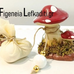 Πλήρες Βαπτιστικό Σετ Boho “Μανιτάρια του Δάσους” | Ξύλινο Κουτί, Λαμπάδα, Λαδόσετ & Λαδόπανα