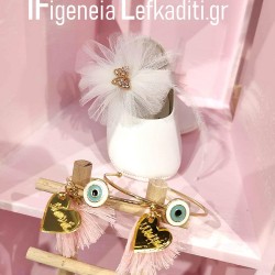 Μαρτυρικά Βάπτισης με Σταυρουδάκι, Μάτι & Φουντάκι “Πεταλούδα Floral”