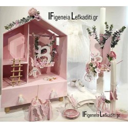 Βαπτιστικό Σετ για κορίτσι “Πεταλούδα Floral” με μεγάλο Κουκλόσπιτο & Μονόγραμμα