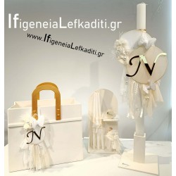 Σετ Βάπτισης Κορίτσι Cream–Gold | Ρομαντικό Vintage βαπτιστικό με Ξύλινη Τσάντα