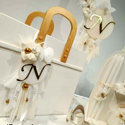 Σετ Βάπτισης Κοριτσιού Vintage Romantic Cream–Gold | Κουτί, Λαμπάδα, Φόρεμα, Παπουτσάκια, Λαδόσετ & Λαδόπανα