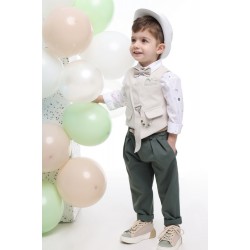 Βαπτιστικό κοστούμι για αγόρι ΕΥΚΑΛΥΠΤΟΣ ΠΡΑΣΙΝΟ -ΜΠΕΖ Α4752-ΕΠ