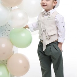 Βαπτιστικό κοστούμι για αγόρι ΕΥΚΑΛΥΠΤΟΣ ΠΡΑΣΙΝΟ -ΜΠΕΖ Α4752-ΕΠ