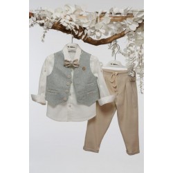 Βαπτιστικό κοστούμι αγοριού Μέντα-Άμμος Α4784-ΜΑ