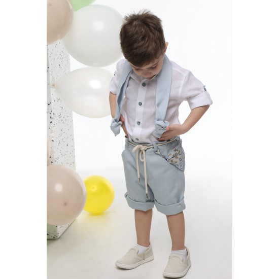 Βαπτιστικό Κοστούμι Summer για Αγόρι Α4782-ΛΣ Λευκό-Σιέλ