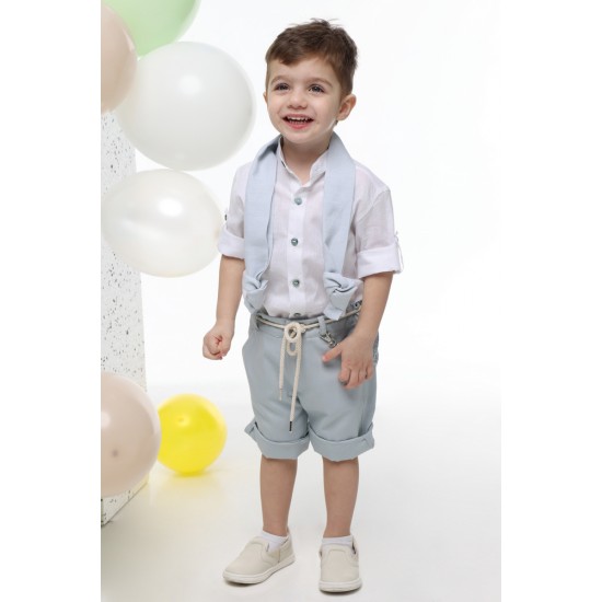 Βαπτιστικό Κοστούμι Summer για Αγόρι Α4782-ΛΣ Λευκό-Σιέλ