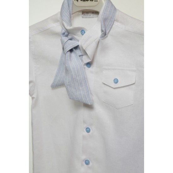 Καλοκαιρινό Κοστούμι Βάπτισης για Αγόρι Σύννεφο Α4779-ΛΣ Λευκό-Σιέλ 